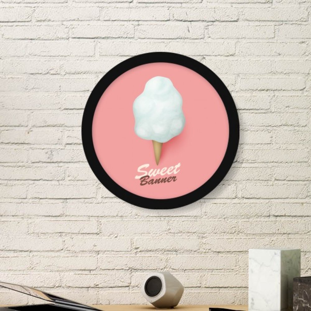 Cadre photo rond en bois noir avec peinture de crème glacée pour cadeau original
