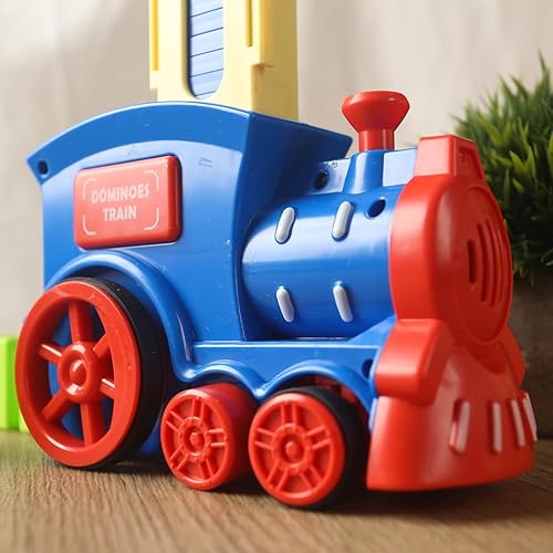 Miniatura 6 de MCPINKY Juego de 124 piezas de juguetes de tren de dominó, bloques de juguete de construcción y apilamiento, juego de dominó automático, juego