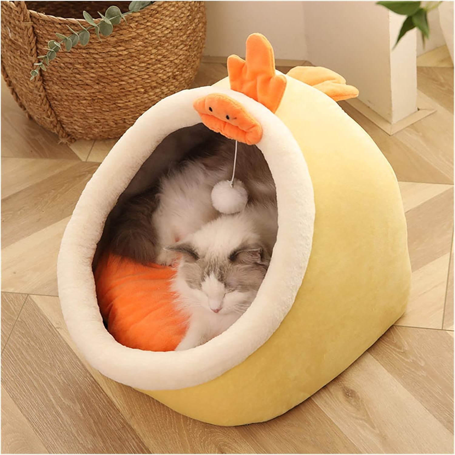 Dogs and Cats Pet pad Sweet Cat Bed Warm Pet Basket Cozy Kitten Lounger Cushion Cat House Tent Very Soft Small Dog Mat Bag for Washable Cave Cats Beds Pet Bed ( Color : D , Size : M (40X40X32cm) )
