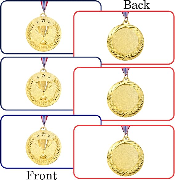 Caydo 12/24 Pieces Gold Award Medals Metal Winner Medals for Award for Adults for Competitions, Sports Events, Party, 2 Inch