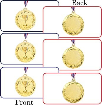 Caydo 12/24 Pieces Gold Award Medals Metal Winner Medals for Award for Adults for Competitions, Sports Events, Party, 2 Inch