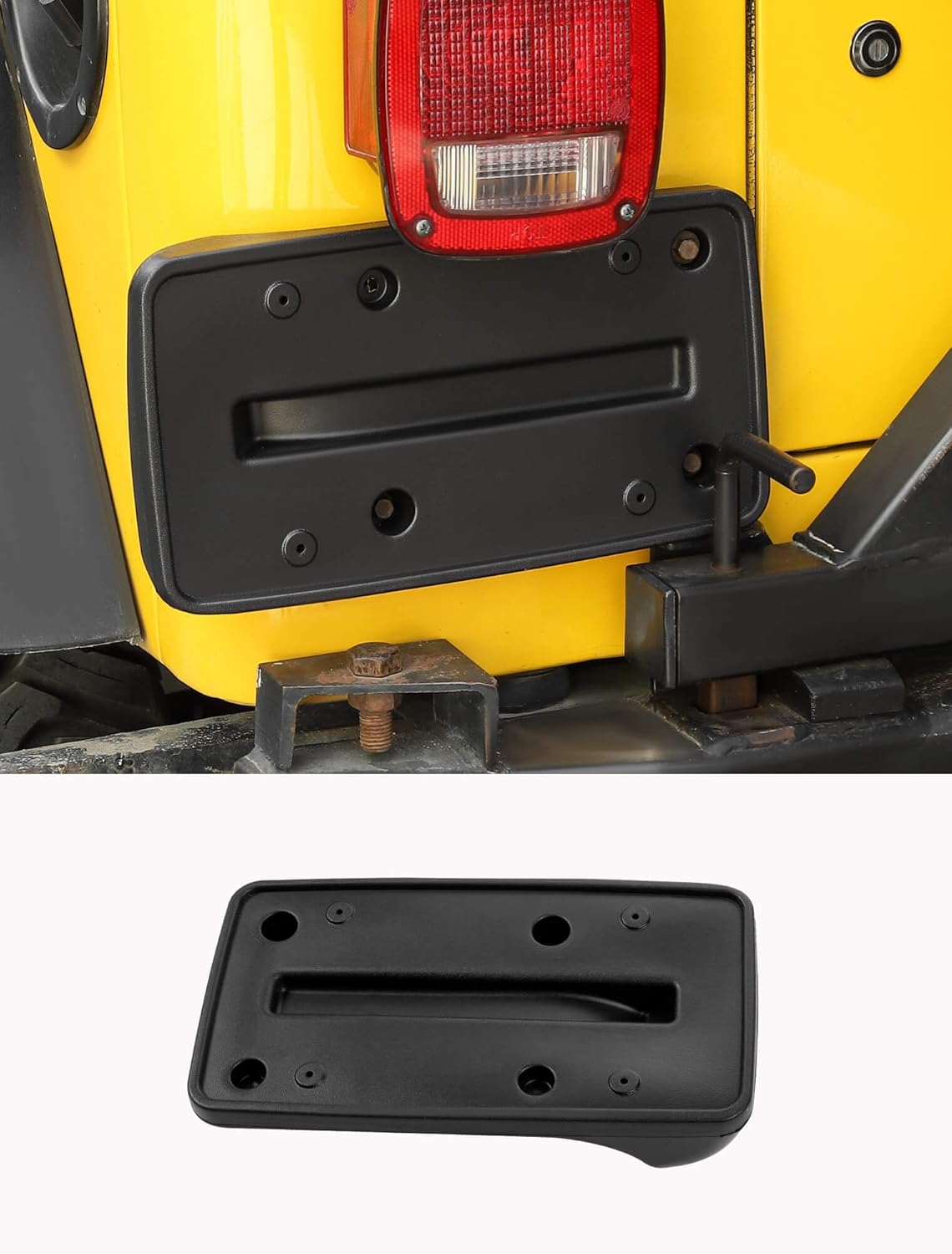 Savadicar Rear License Plate Frame, Durable ABS License Plate Holder Bracket Compatible with 1995-2006 Jeep Wrangler TJ, Exterior Car Accessories, 1 PC, Black