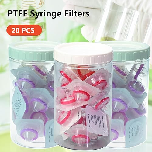 Miniatura 5 de PEKYBIO Filtro de jeringa estéril PTFE Filtración hidrofílica de 0.22um Tamaño de poro, 0.984 in de diámetro de membrana, paquete de 20, embalaje