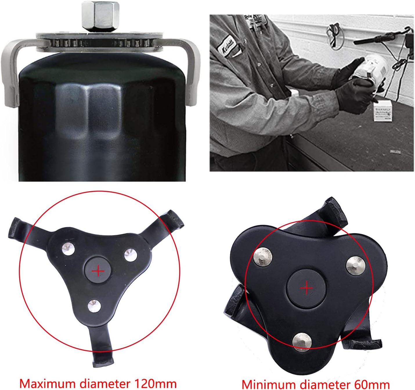 2 Pieces 12" Oil Filter Pliers and Universal Adjustable Oil Filter Wrench Removal Tool