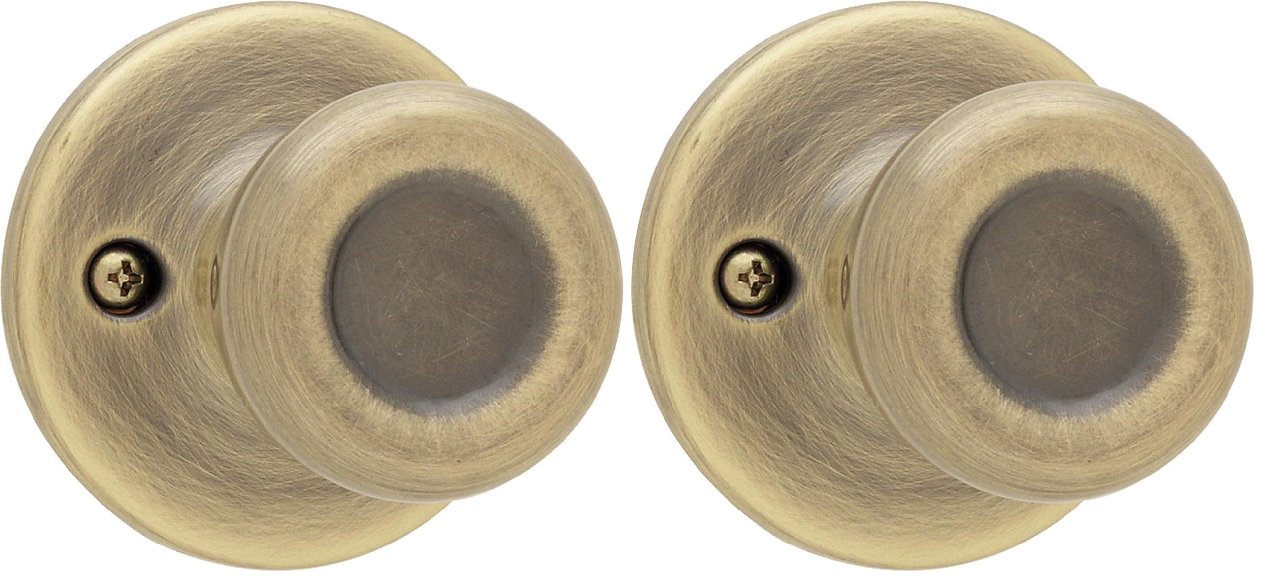 Kwikset 94880-572 Tylo Door Knob, Dummy, Antique Brass (Pack of 2)