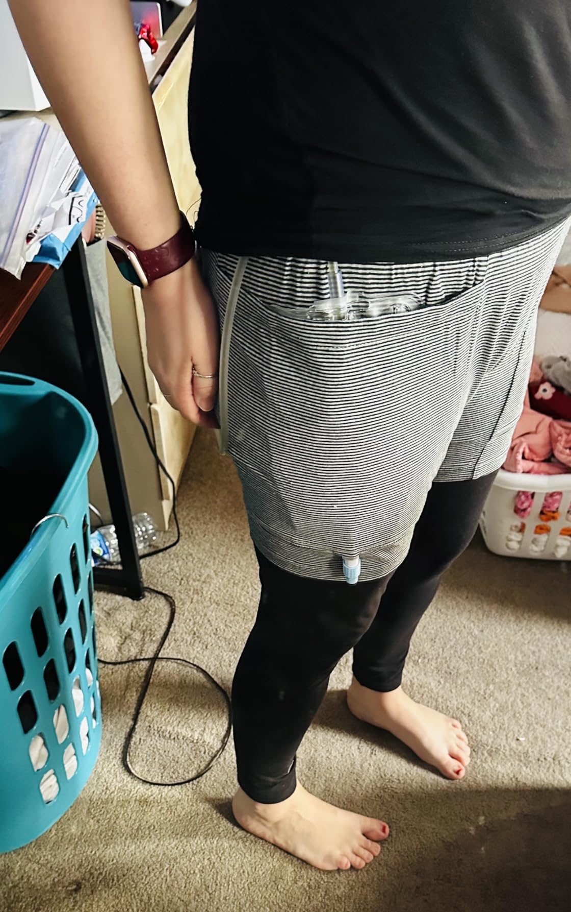 Lmaray 2Pack Incontinence Shorts for Men with Integrated Catheter Leg Bag Support