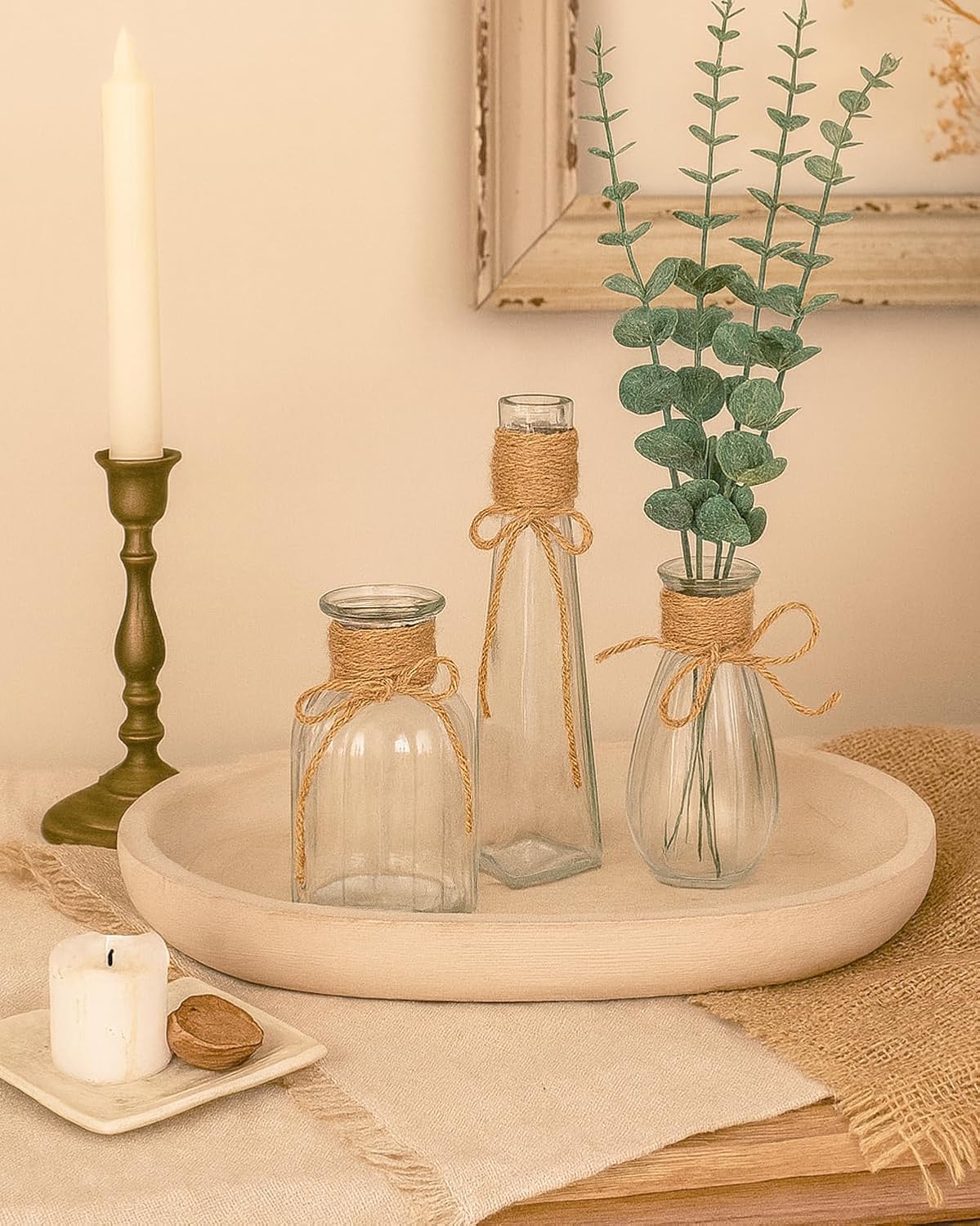 10Pcs Small Glass Vases Set - Clear Mini Bud Vases with Twine Ropes, Vintage Farmhouse Style for Flower Arrangements, Centerpieces, Wedding, Home and Table Decor - Image 8