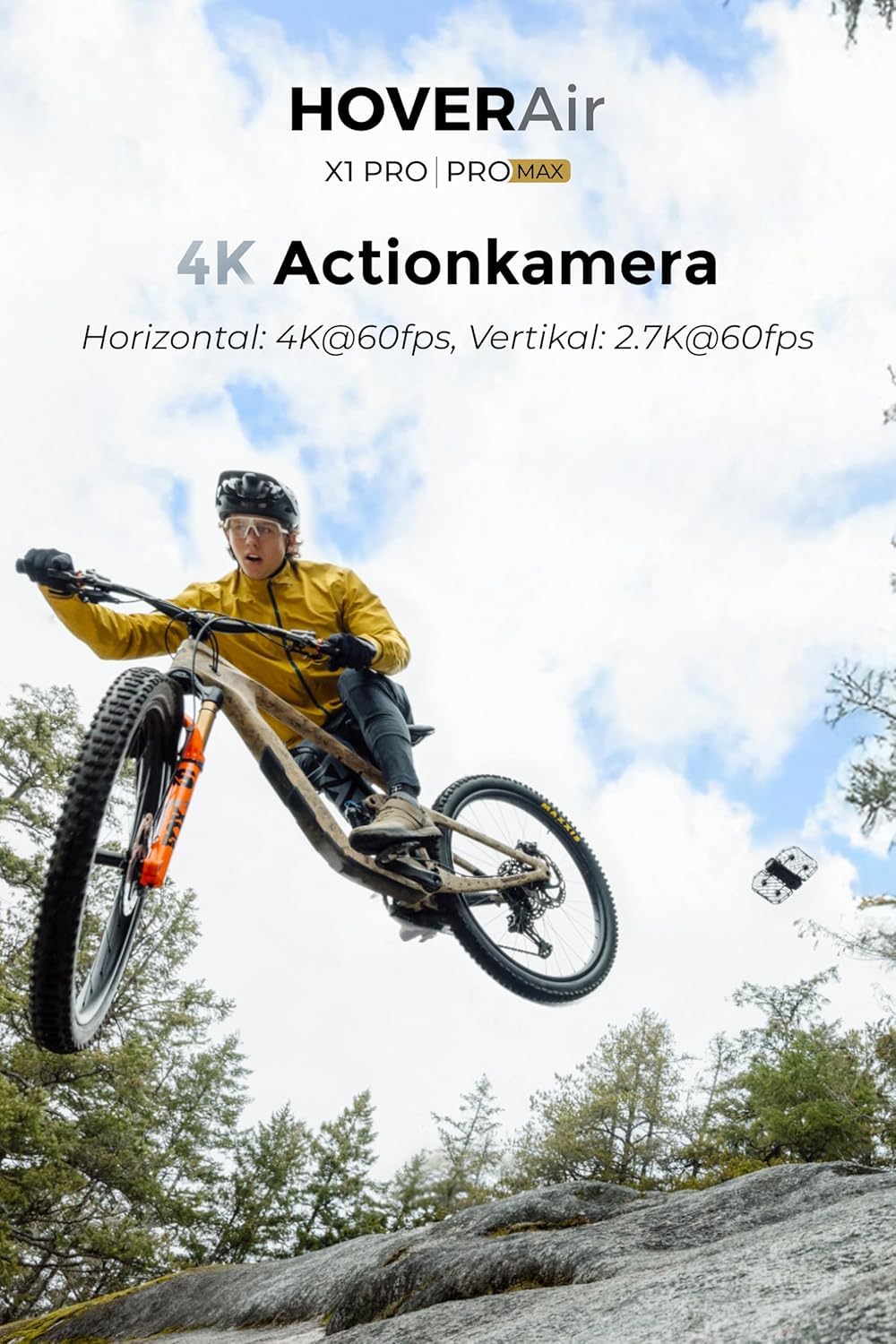 HOVERAir X1 PRO Drohne mit Kamera 4K, Faltbar Action Cam mit über 15 vollautomatischen Flugmodi, 42 KM/H, Fliegen überall mit OmniTerrain, Rückkollisions-Erkennung (Standard)