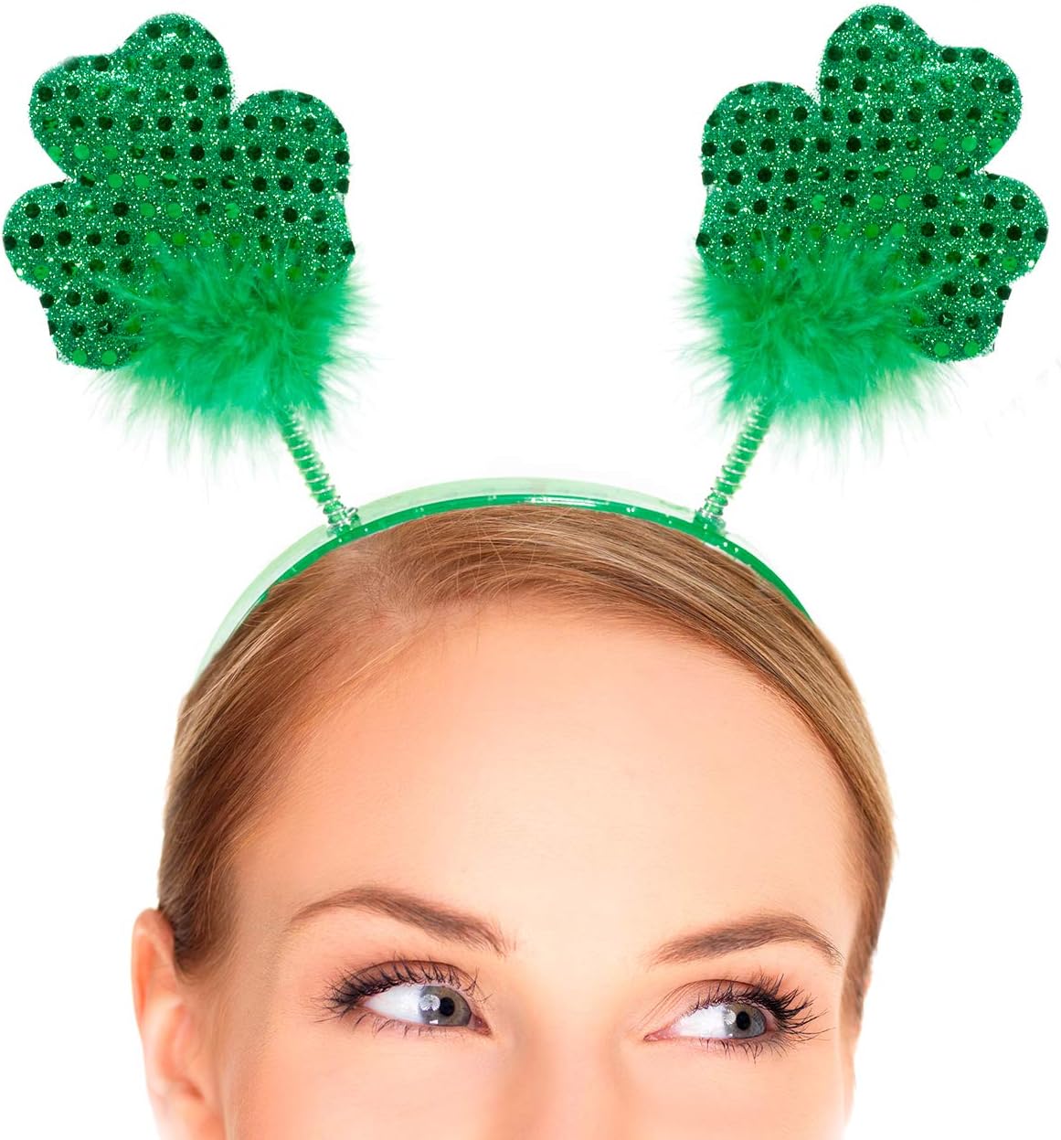 PMU St. Partick's Day Glittered Shamrock Boppers Party Headband Pkg/12