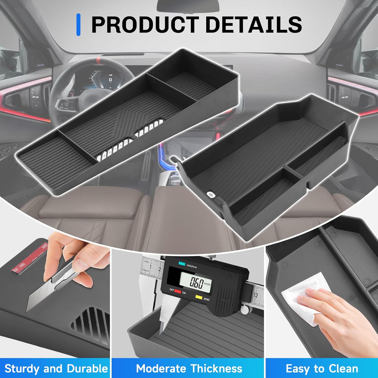 SXCY [2PCS Tray for 2025 2026 BMW X3 Center Console Tray+Dashboard Organizer for 2025 2026 BMW X3 Accessories Console Organizer 2025 2026 X3 Dashboard Screen Back Console Organizer