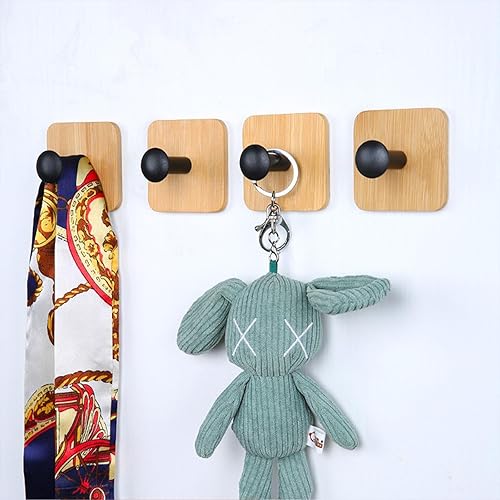 BeiLeiNiceHK Ganchos de pared autoadhesivos para colgar resistentes, pequeños ganchos decorativos adhesivos sin clavos, lindos ganchos negros de