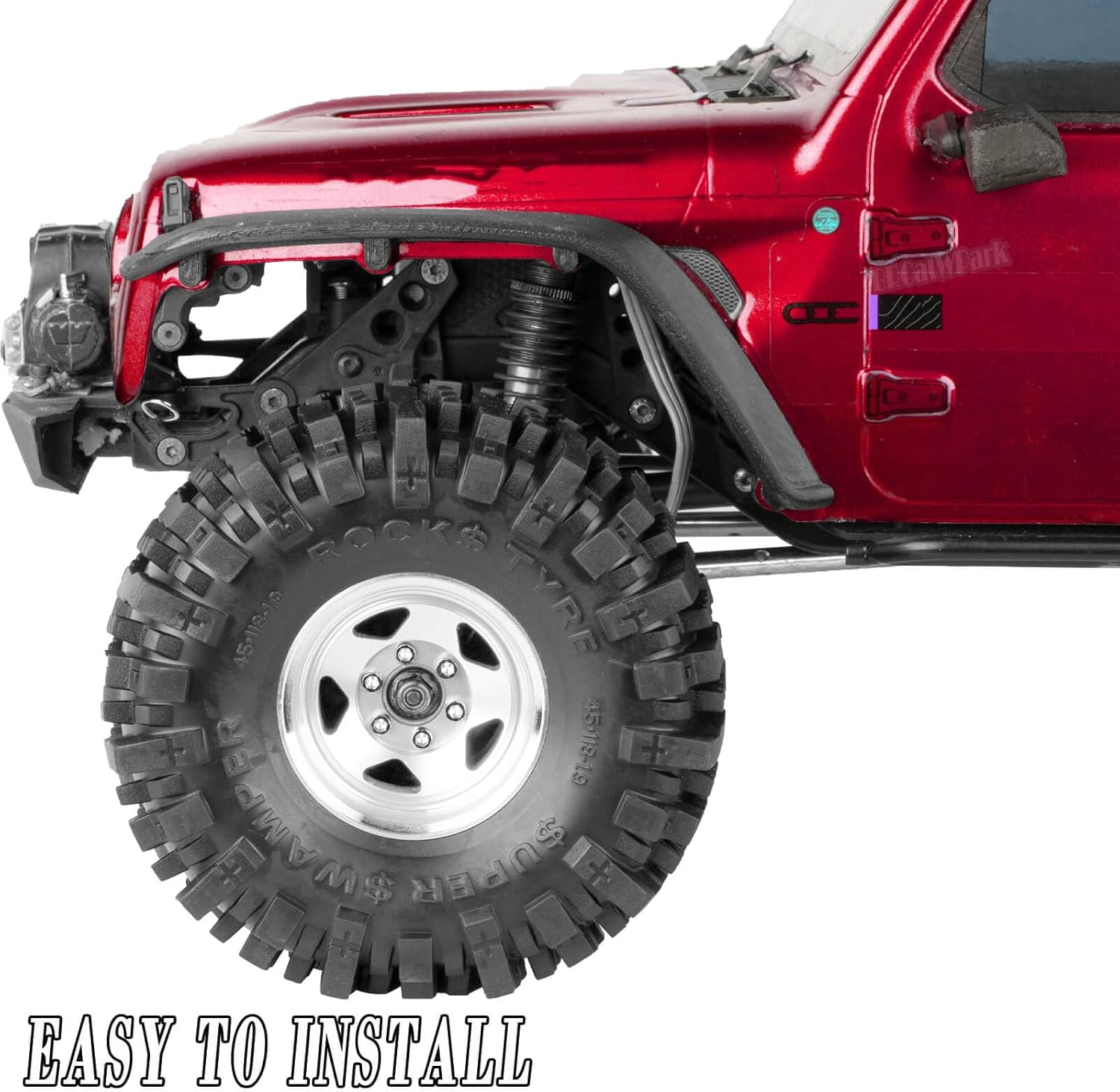 4PCS RC 1.9 Wheel Tires for 1/10 TRX4 TRX6 SCX10 SCX10 II 90046 SCX10 III AXI03007 SCX10 Pro Gen7/8 D90 VS4-10 MST CFX RC Crawler Car,Alloy 1.9 Beadlock Wheel Rubber Tires w/Sponge,Silver