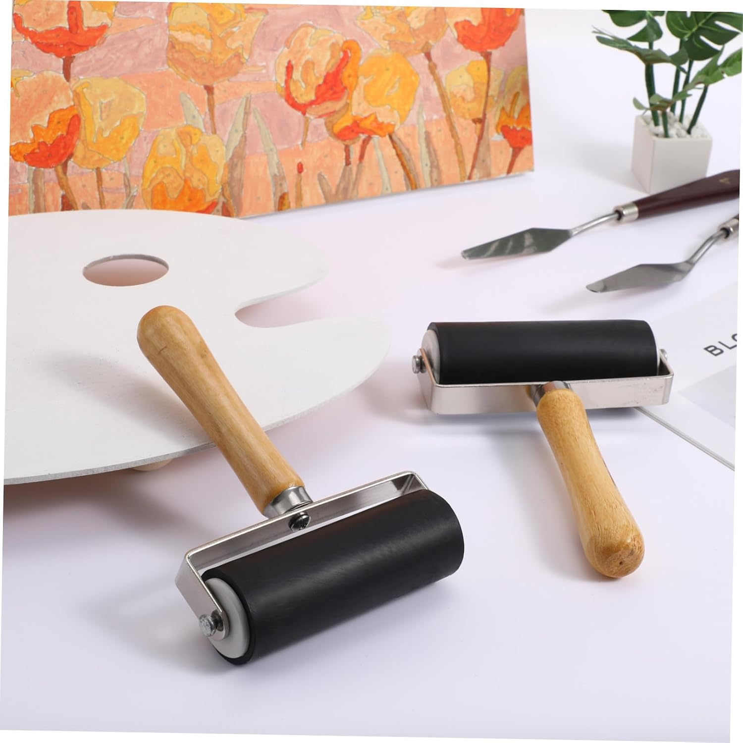 2 Pack 10cm Rubber Ink Roller Tools for Printmaking