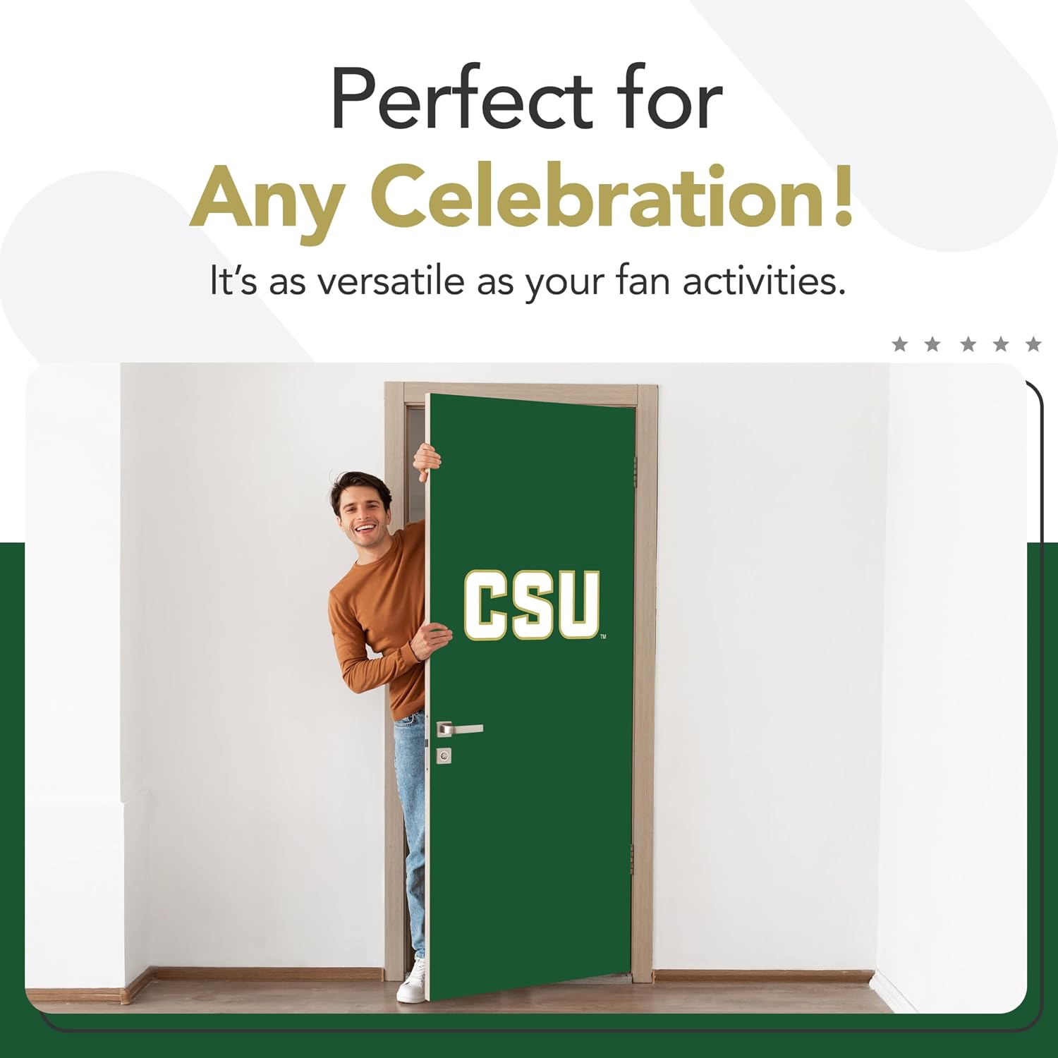 Colorado State Rams College Sports Printed Front Door Banner - NCAA Licensed - Durable Vinyl - School Banner (White, Green) (36" x 80")