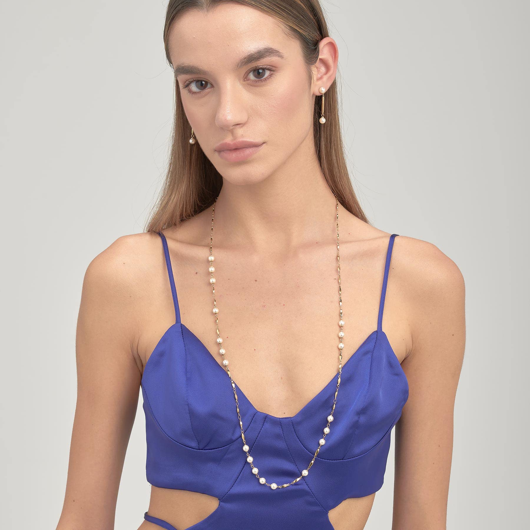 Brosway Collana Donna, Collana Lunga in Acciaio e Perle | Collezione Affinity - BFF157