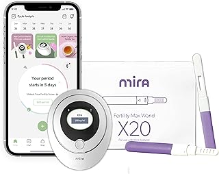 Mira Fertility MAX Starter Kit, Predict & Confirm Ovulation + 6 Day Fertility Window, Mira Analyzer, 20 Mira Max Wands to Track Actual E3G, LH, & Progesterone (PdG) Levels + Mira App Included