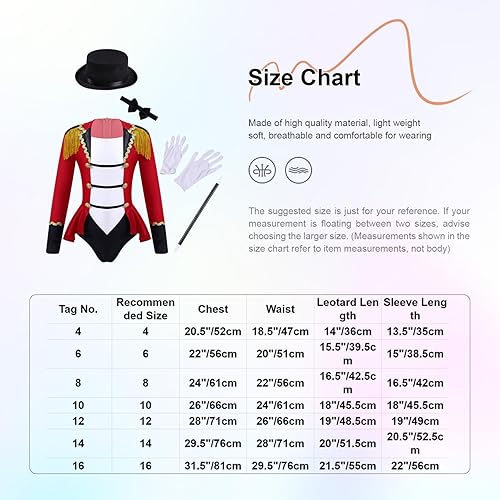 Miniatura 7 de Kids Girls Deluxe Circus Ringmaster Costume Lion Tamer Ringleader Halloween Performance Dress Leotard