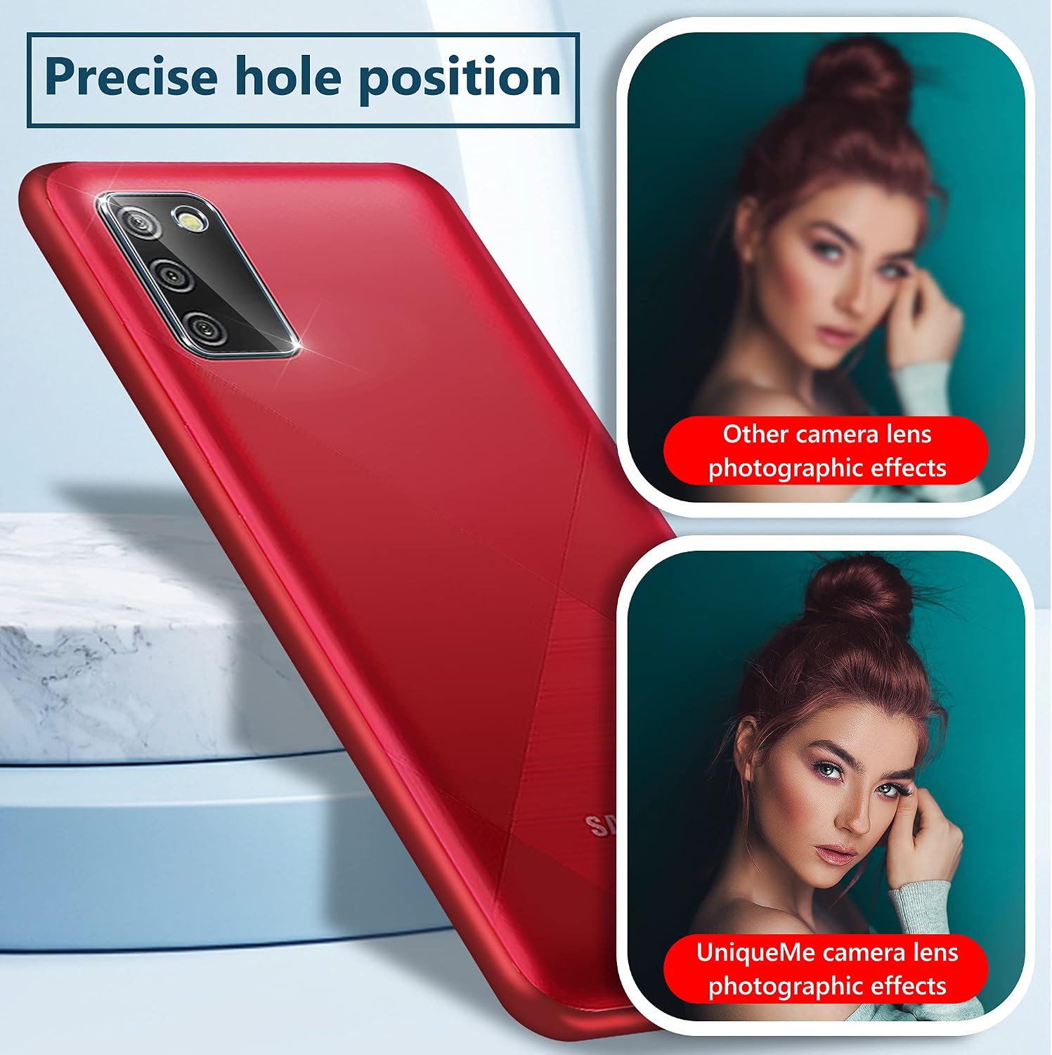 UniqueMe [2+2 Pack] Compatible with Samsung Galaxy A02S Screen Protector Tempered Glass and Camera Lens Protector [Easy Installation Frame] HD Clear [Anti-Scratch]