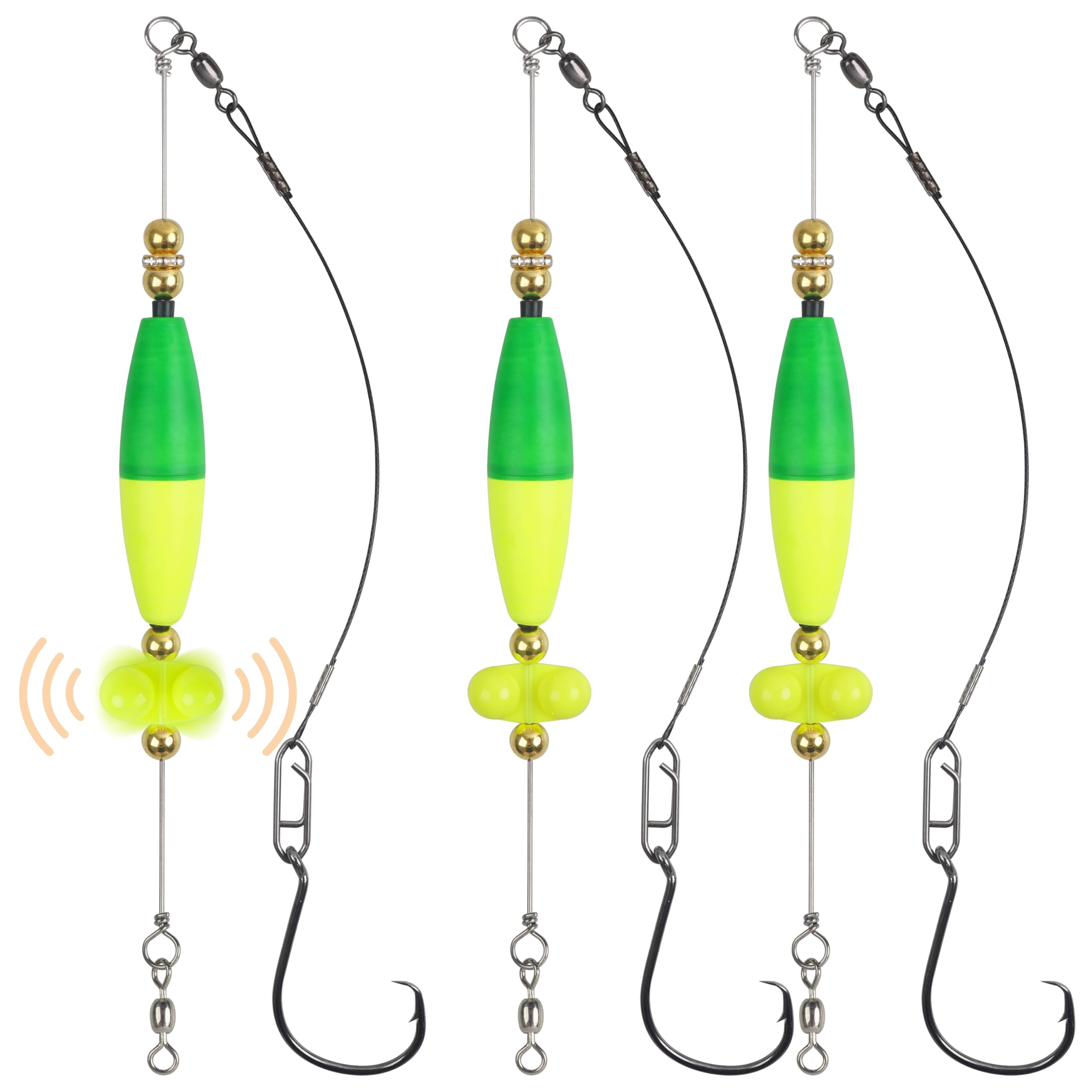 Santee Rig Catfish Float Cooper Rig for Bank Fishing Catfishing Tackle Peg Floats with Rattler Circle Hooks 8/0