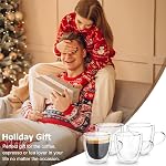 Top-spring Espresso Coffee Cups 80ml Clear Double Wall Glass Coffee Mugs with Handles - Set of 4 3oz Insulated Borosilicate Glassware Tea Cup Mug