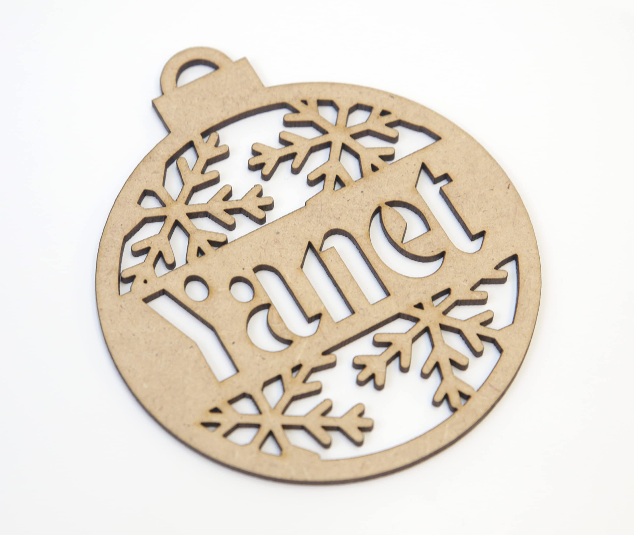 Bolas de Navidad de Madera Personalizada con Nombre. Adornos navideños. Ornamento, decoración para el árbol de Navidad. (Modelo 1)