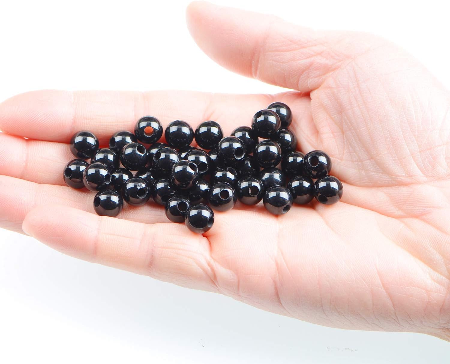 AD Beads Natural Gemstone 8mm Round Loose Beads Big Hole 2.5mm Sized 40pcs (Black Onyx) - Image 4