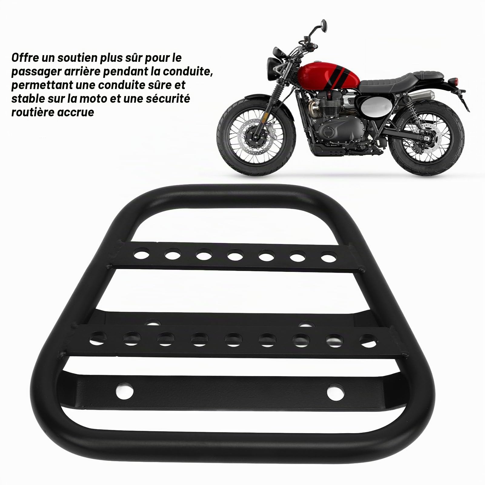 Porte-Bagages arrière Moto pour Street Scrambler 900 2016-2022, Tube en Fer de 16 mm, Porte-Bagages Robuste Finition Noir Mat, Espace de Rangement supplémentaire, capacit