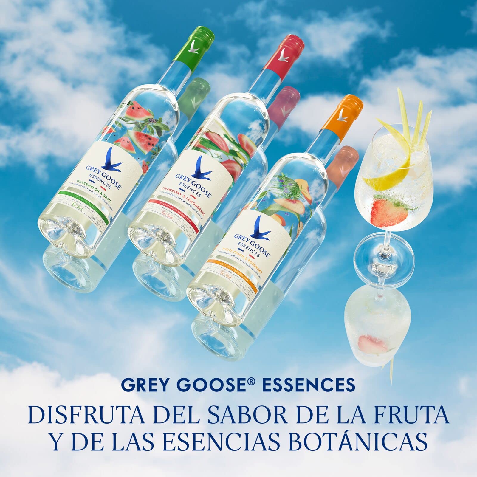GREY GOOSE vodka prémium francés, elaborado exclusivamente con el mejor trigo francés y agua de manantial natural, 40 % ALC., 600 cl / 6l