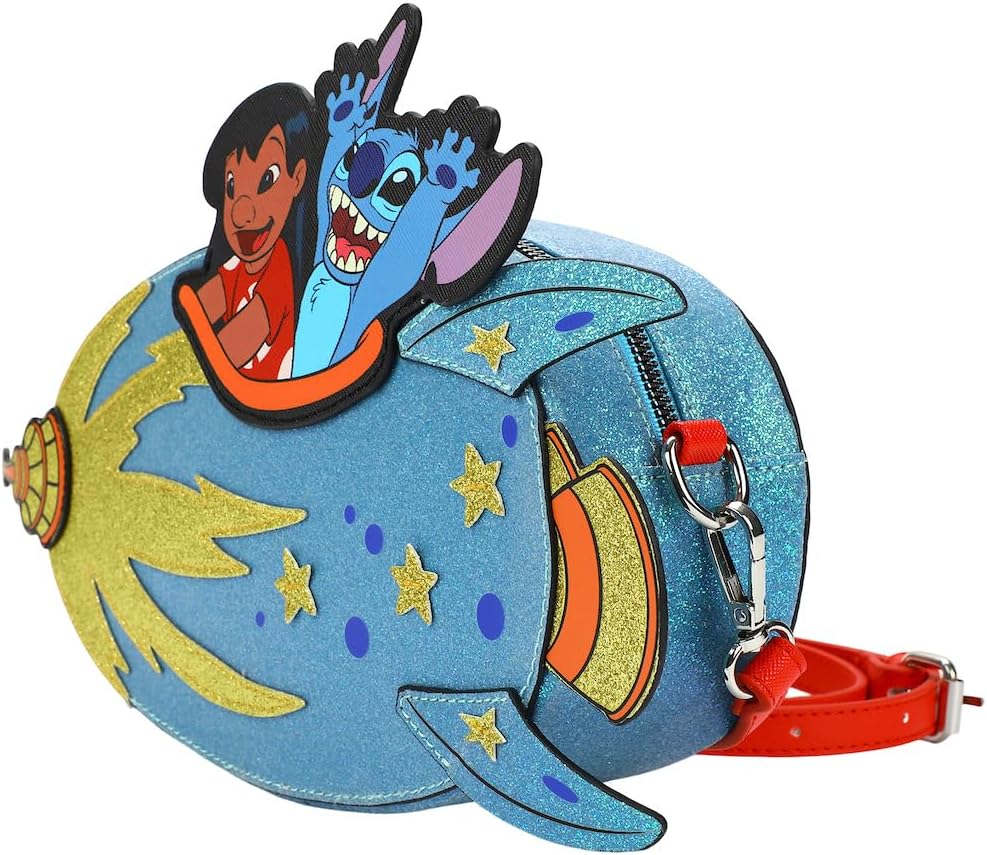 Lilo & Stitch Rocketship Women's Novelty crossbody bag With Glitter Fabric