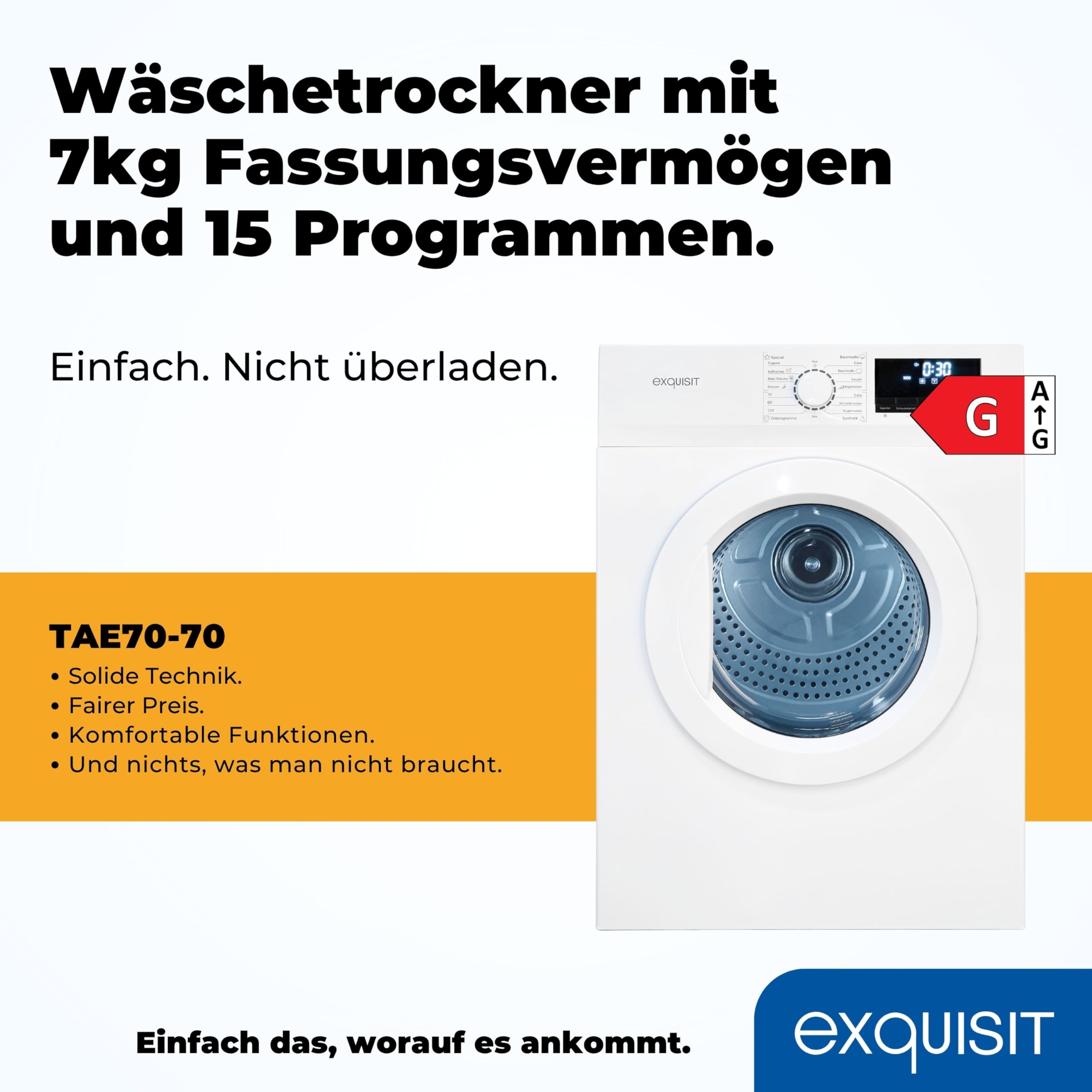 Exquisit Sèche-linge 7 kg TAE70-70 Classe énergétique G Blanc