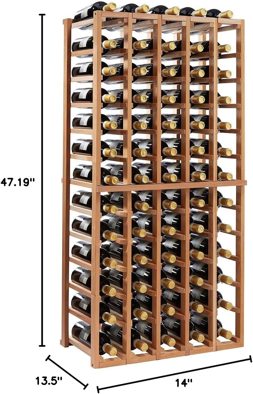Wine Enthusiast N'FINITY Stackable 4 Foot Wine Rack - 5 Column - Solid Mahogany - 60 Bottles - Stylish Durable Wine Rack Home Decor – Bar Cabinet Liquor Storage