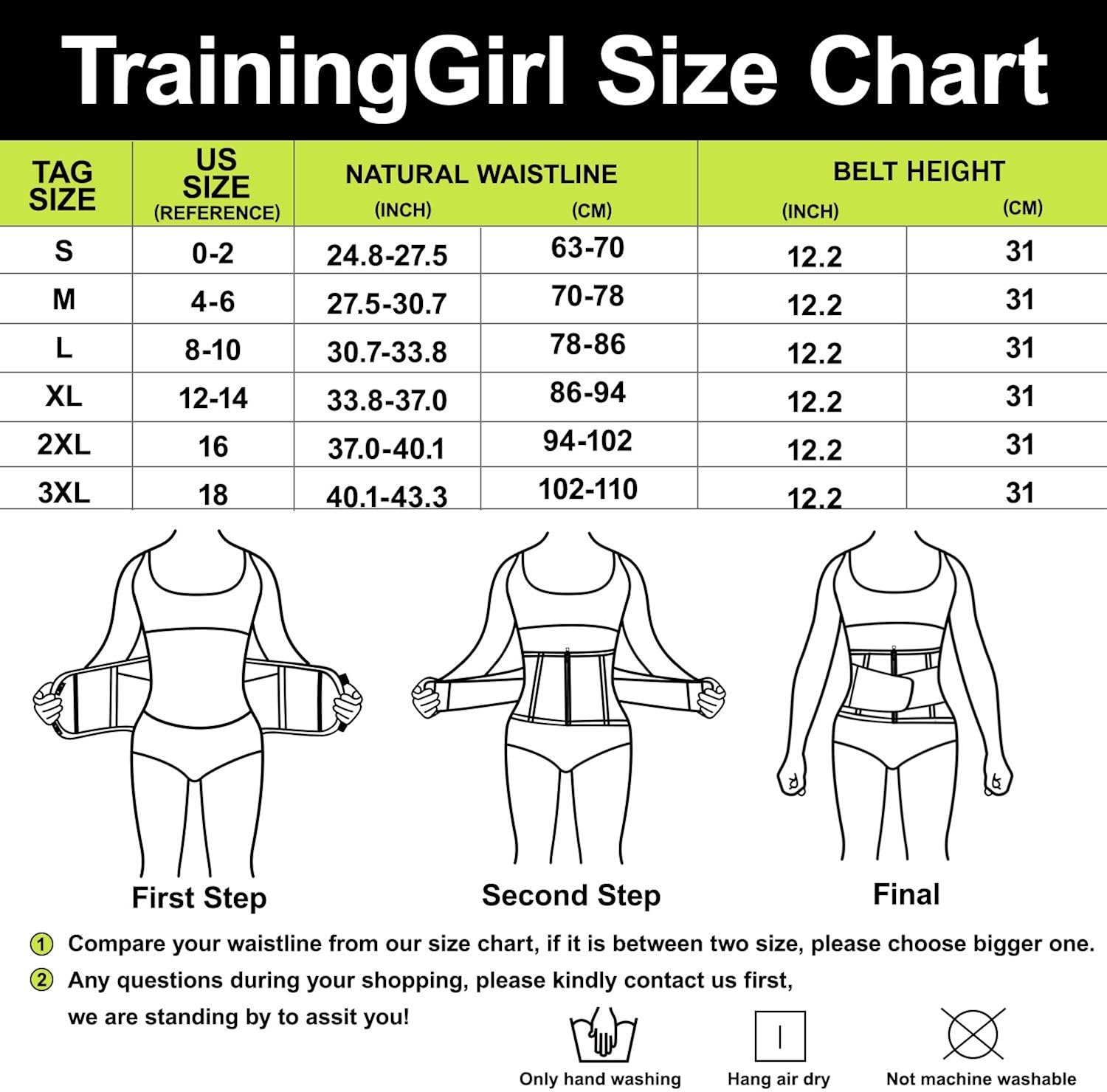 TrainingGirl Women Waist Trainer Cincher Belt Tummy Control Sweat Girdle Workout Slim Belly Band for Weight Loss : Sports & Outdoors