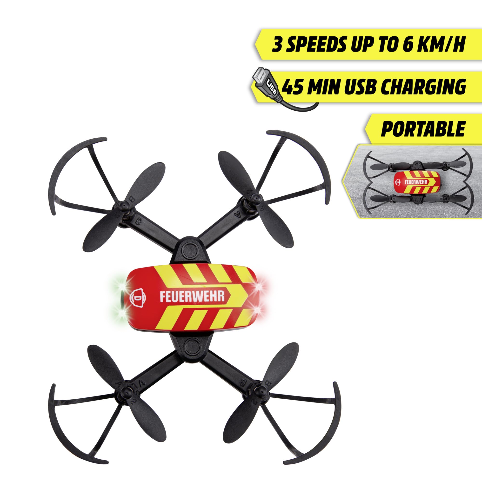 Dickie - RC Fire Drone 12CM - Wyposażony w pilota z funkcjami sterowania - 201103011038