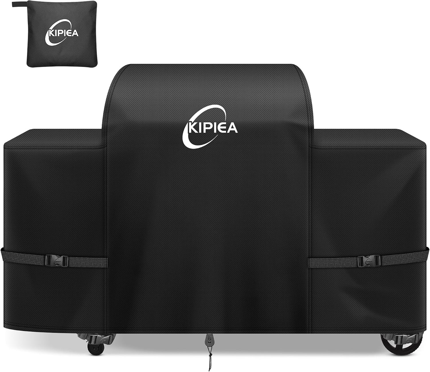 Kipiea Heavy Duty BBQ Cover for Traeger Woodridge Elite/Pro/Pro+, 500D Oxford Fabric Waterproof Wood Pellet Smoker Cover & Windproof Buckles, Outdoor Barbecue Covers Anti-UV, No Tear, No Fading