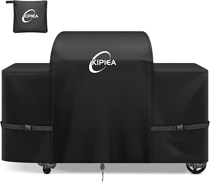 Kipiea 600D Heavy Duty Grill Cover for Traeger Woodridge Elite/Pro/Pro+, Waterproof Wood Pellet Smoker Cover & Windproof Buckles, Pellet BBQ Grill Covers for Outside Anti-UV, No Tear, No Fading