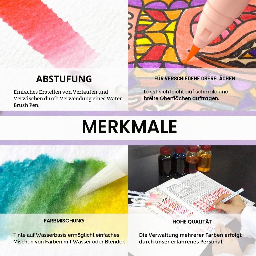 Kuretake ZIG Clean Color Real Brush, 30 Farben Set, flexible Pinselspitzen, Aquarellstifte für Malen, Zeichnen, Kalligraphie und Pinsel-Schriftzug, hergestellt in Japan