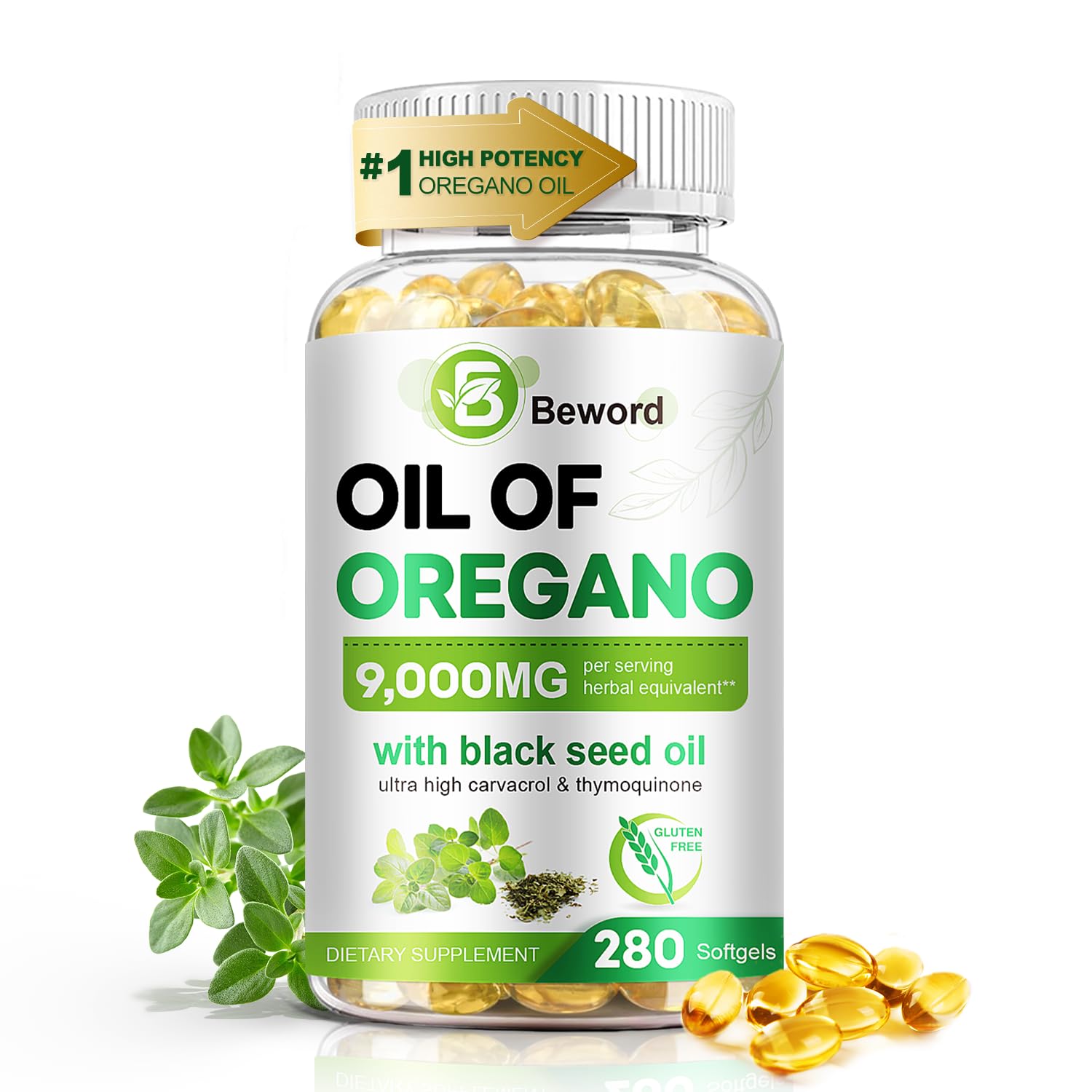 Oil of Oregano, 280 Softgel, 2-in-1 Oregano Supplement for Immune Health with High Carvacrol & Thymoquinone, Black Seed Oil | Plant Based, Non-GMO | Antioxidant & Immune Support (1 Pack)