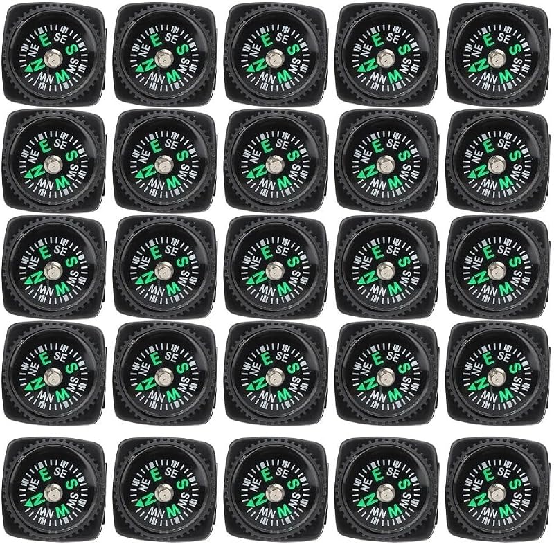 25Pcs Mini Compass High Sensitivity Navigation Tool Compass for Outdoor Gear Camping Hiking Adventure Activities Accessory(Black)