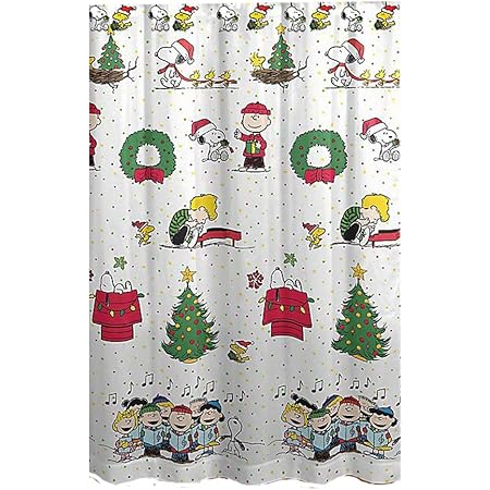 Amazon Com Peanuts Holiday 70 Inch X 72 Inch Shower Curtain With Hooks Home Kitchen