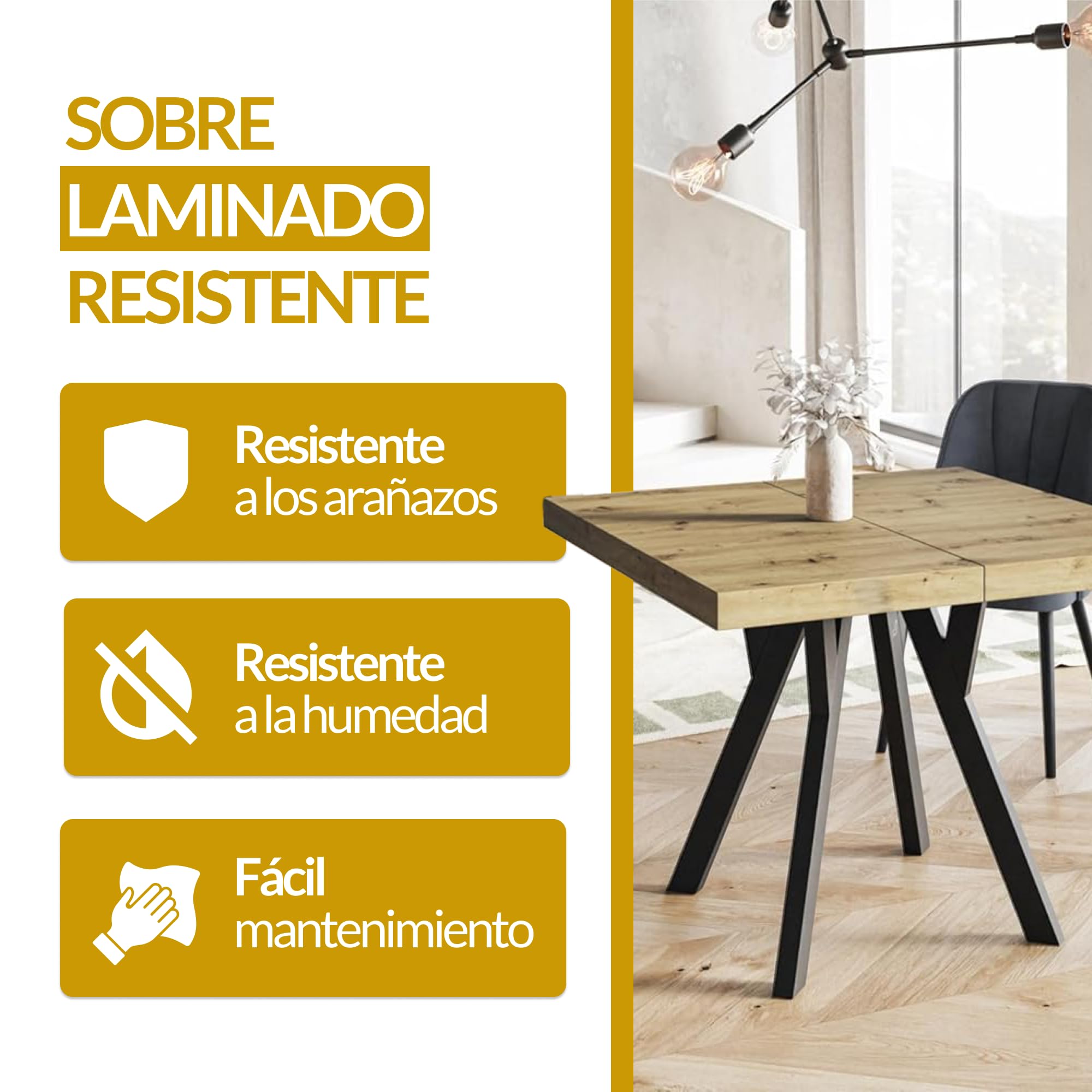 Mesa Comedor Extensible Cuadrada Rico, 120-220 cm, Grafito