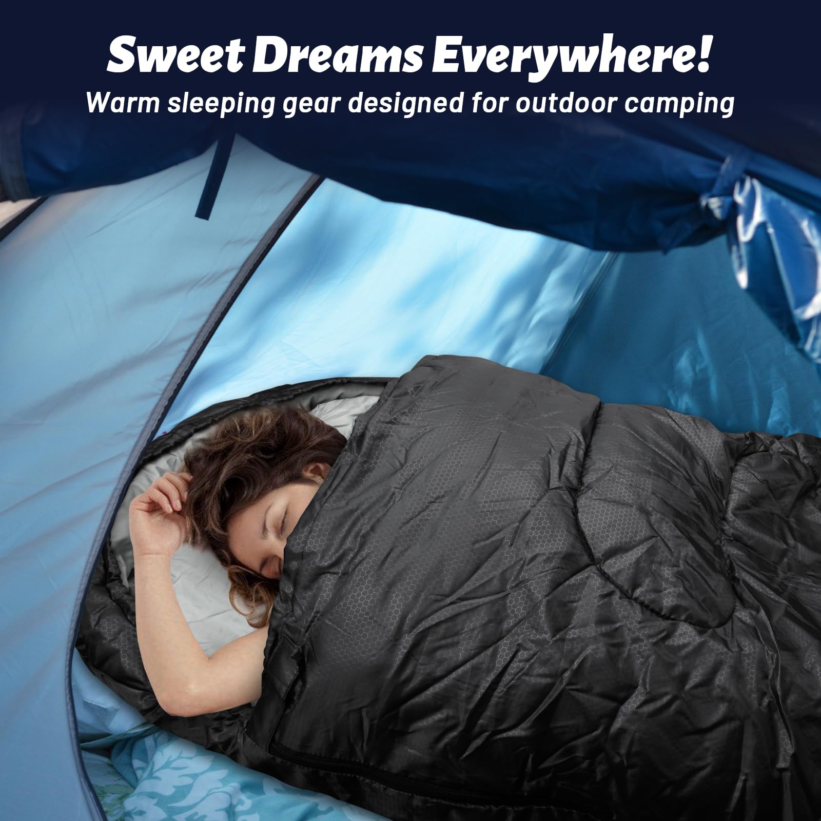 Tiazhan Saco de Dormir, Saco de Dormir Ultraligero para una Sola Persona de 4 Estaciones para Adultos y Niños, Saco de Dormir Cálido e Impermeable, Elementos Esenciales - 220 x 80 CM - Negro