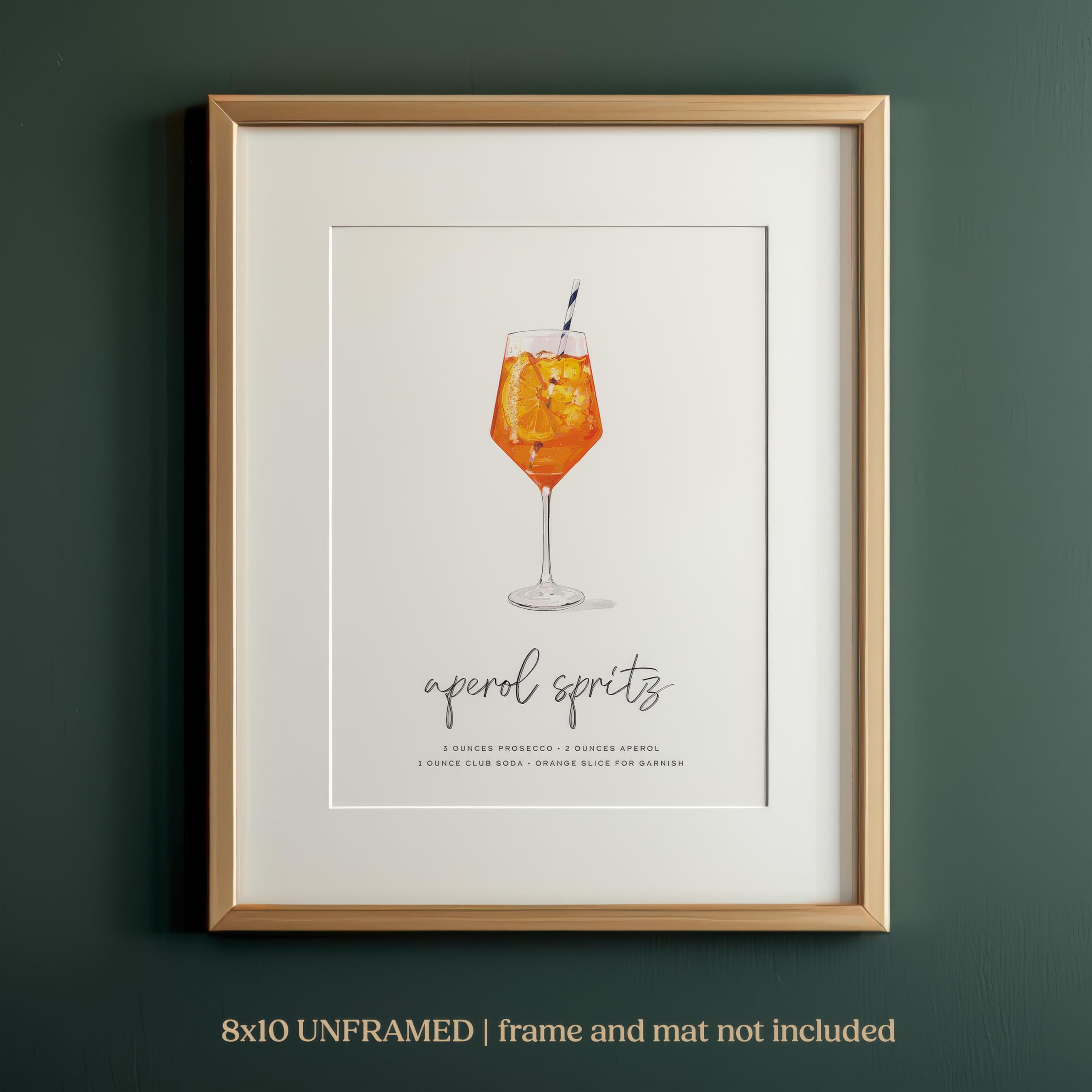Aperol Spritz Cocktail-Wandkunst, Mix & Match Barwagen-Dekoration, illustrierte Alkohol-Poster mit Cocktail-Rezepten, ungerahmt, Bar-Wandkunst, Cocktail-Poster, Geschenke für Männer
