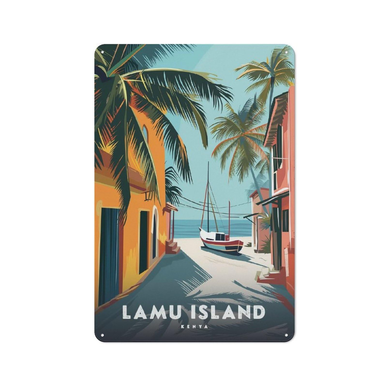 Junmoney Lamu Island Kenya Shed Style Shed Metal Sign 30X20cm, Shed Wall Decor For Shed, Garden Room, Porch Or Garage
