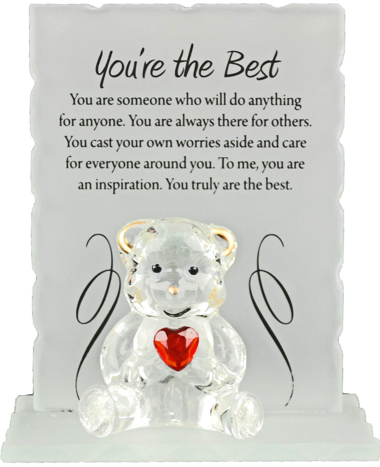 HoitoDeals Glass Crystal Bear Set Poem Poetic Writing Message Without LED Display Light (1Pcs Your the Best)