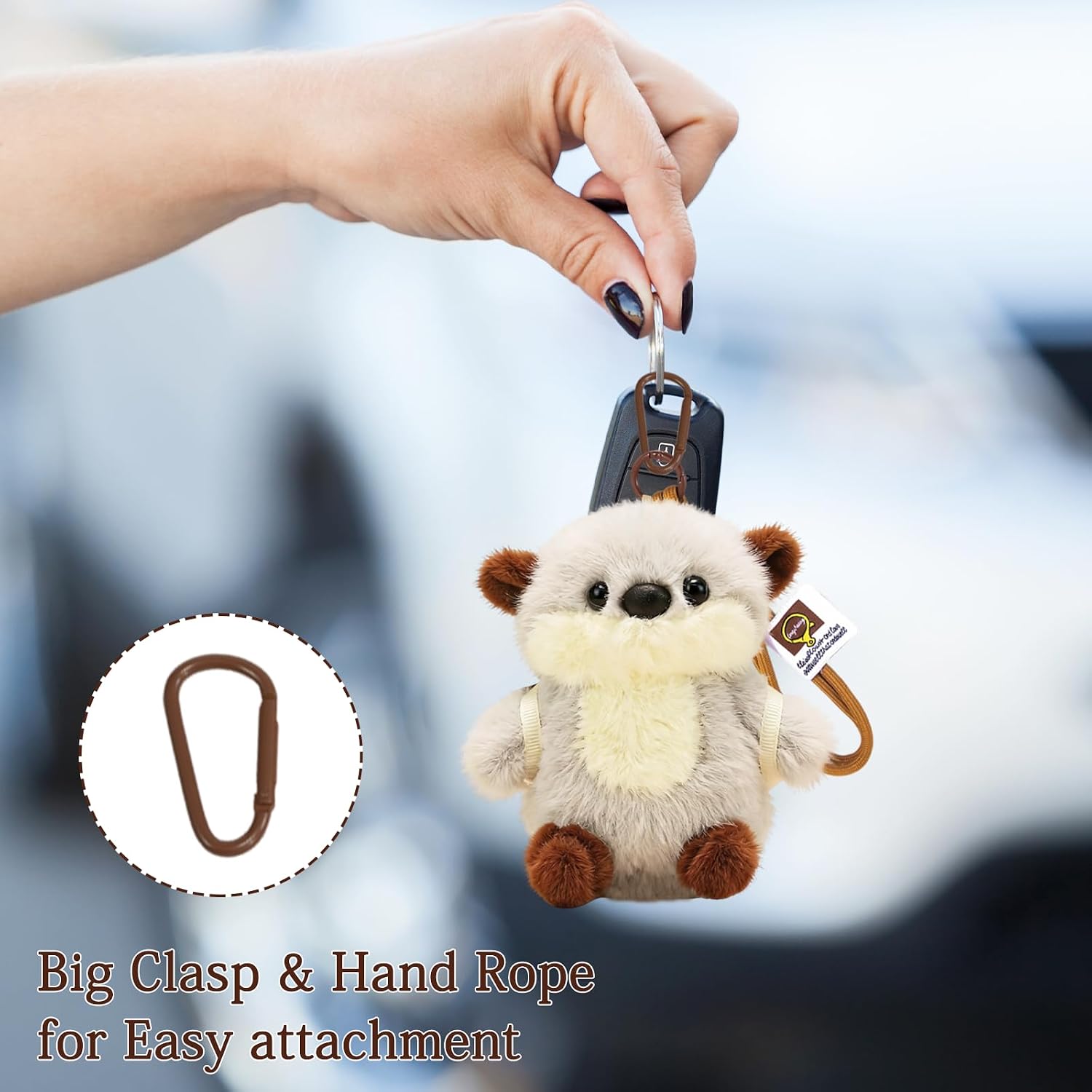 Cute Otter Keychain–Bag Charms Plush Keychains for Backpacks Purses Handbags & Car Keys,Birthday Gift for Women