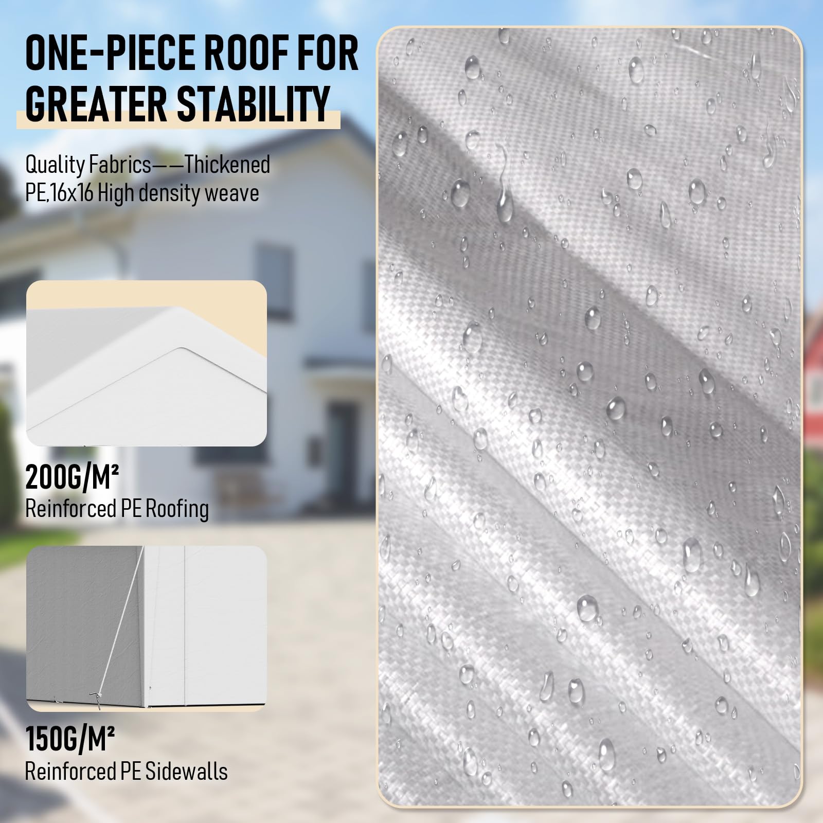 Carport Tenda Garage 3 x 6 m – Tenda da garage impermeabile con pareti laterali rimovibili – Resistente ai raggi UV – Rifugio invernale per auto, SUV, camion, barca, tenda da giardino, garage, bianco