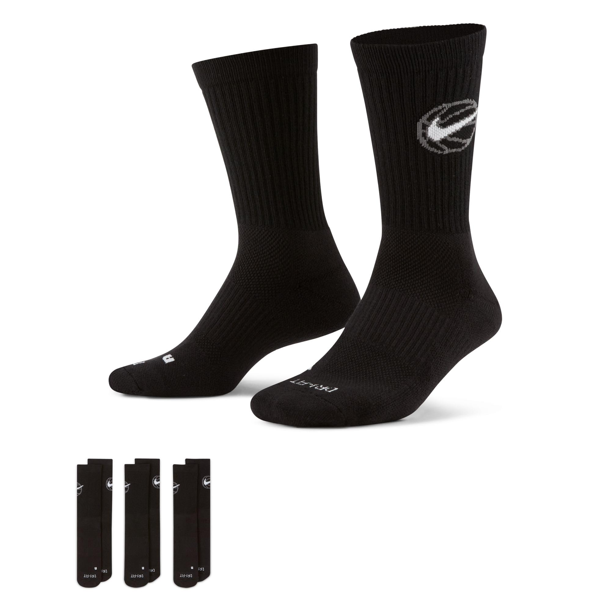 Unisex Adult Everyday Crew Basketball Socks (3-Packs) | Mens & Womens