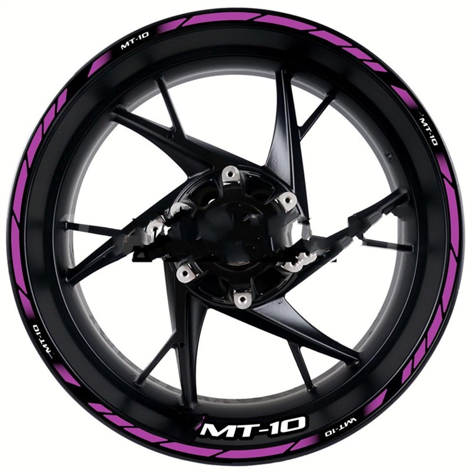 Motorcycle Front and Rear Tire Waterproof Sticker Reflective Stripe Rim Set Decal for Yamaha MT-10 Mt10 Decorative(Color1)
