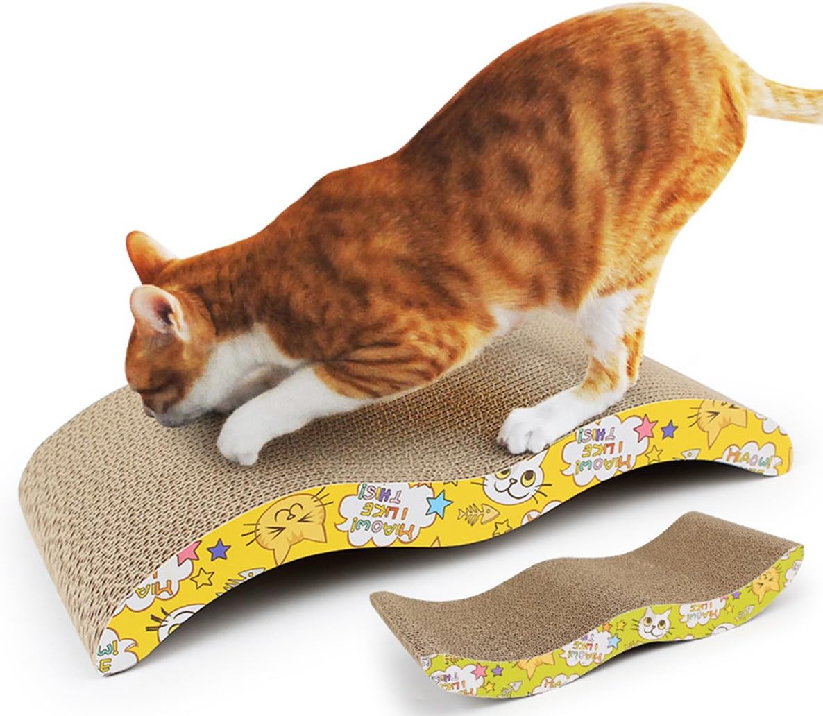 KAIL Cat Scratch Board Durable Wave Design Incline Scratcher Kitty Toy