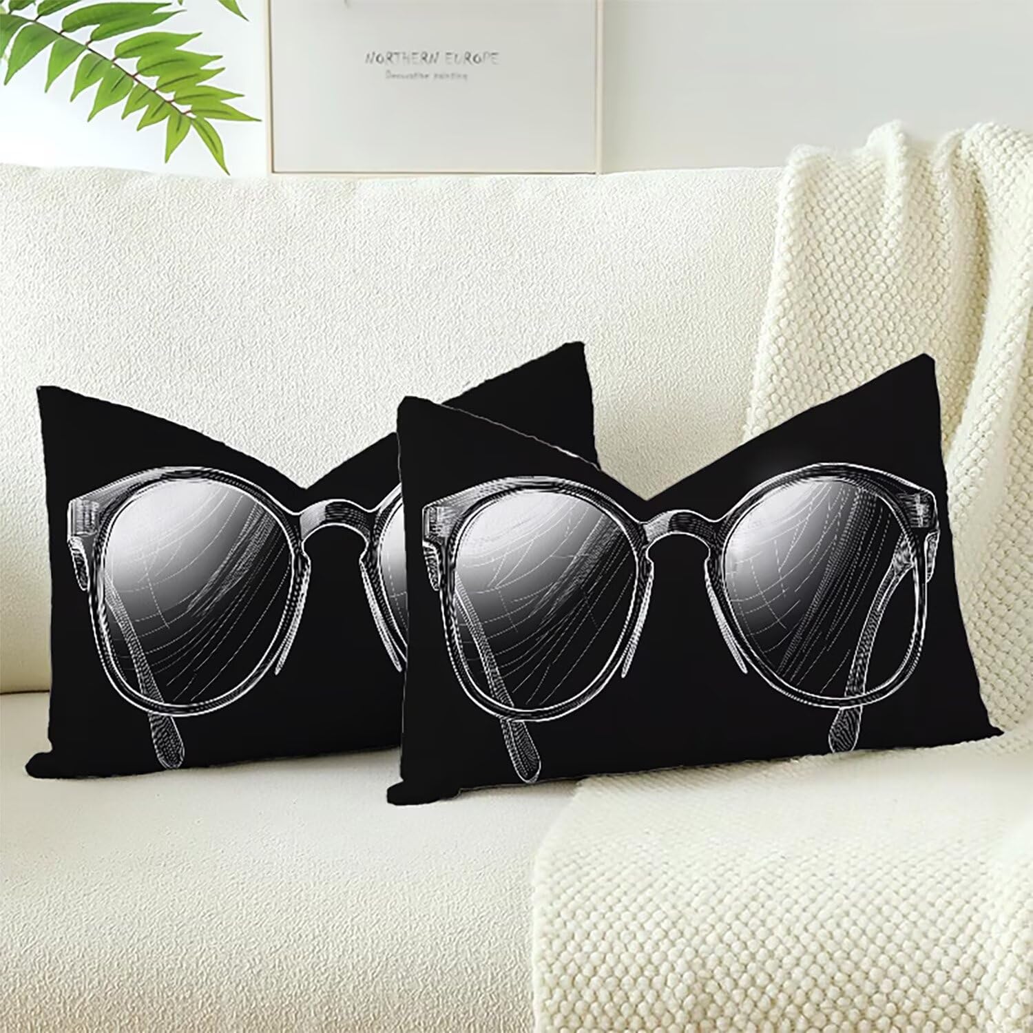 Coussins canape avec fermeture eclair lot de 2 housses velours noires